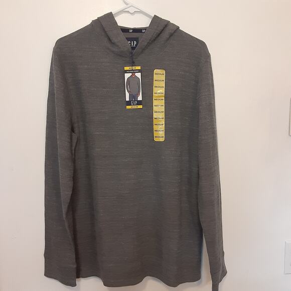GAP Thermal Hoodie Shirt Mens M Lightweight Waffle Knit Base Layer EUC - Picture 1 of 8